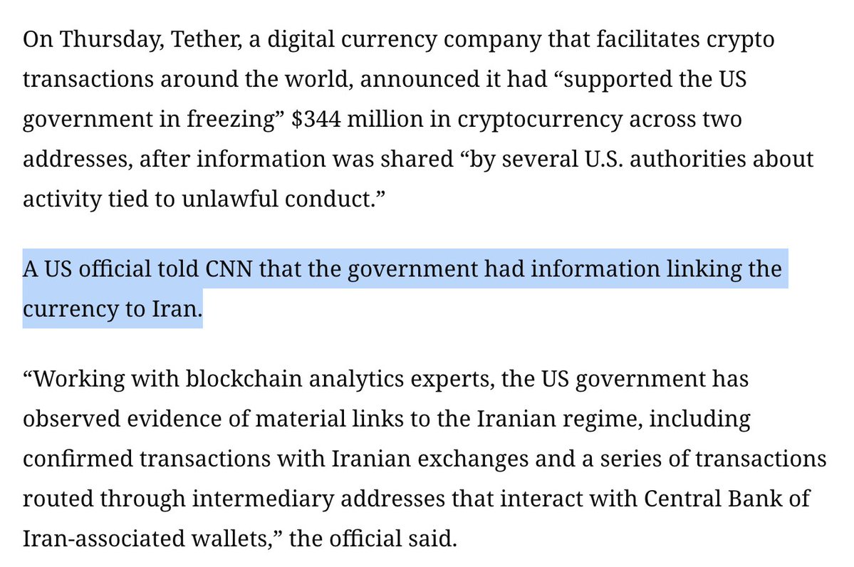 A U.S. official revealed that the 344M $USDT frozen by #Tether yesterday was lin