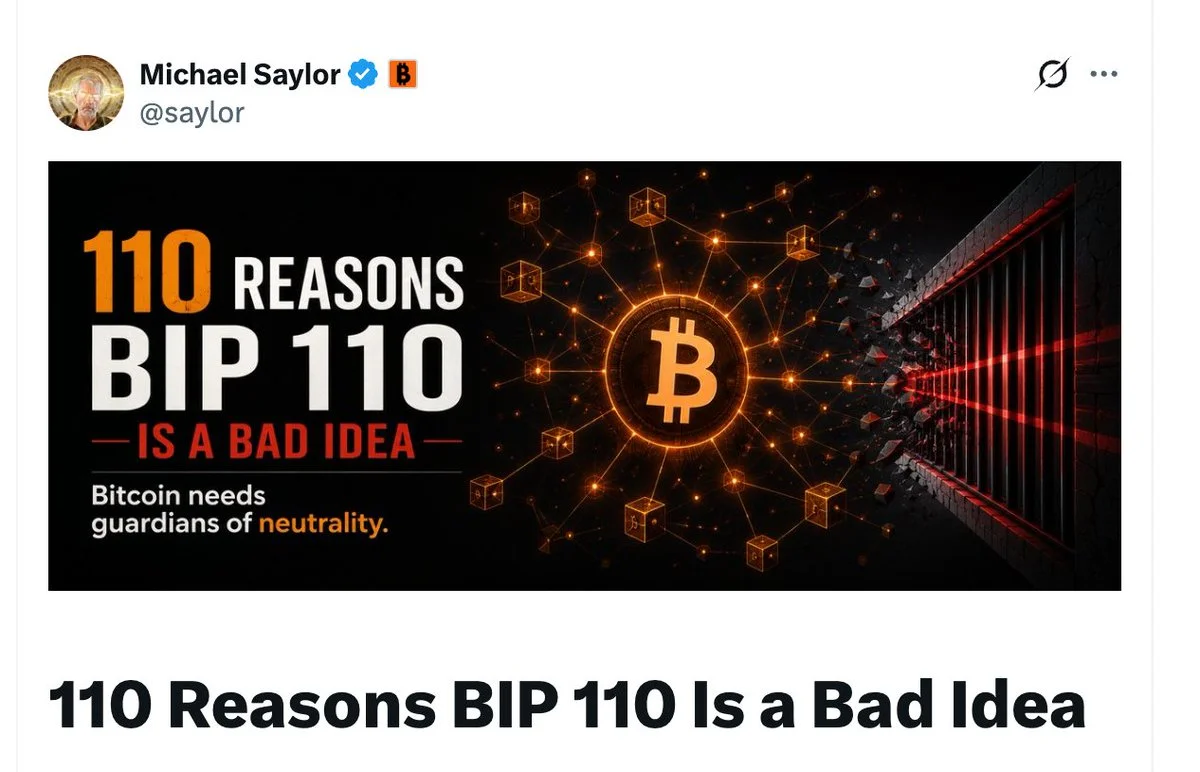 Bitcoin: Saylor, BIP 110’a 110 Gerekçeyle Karşı Çıktı
