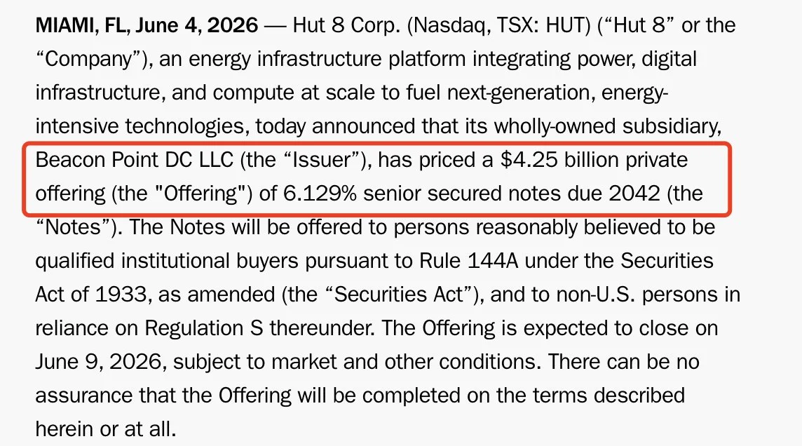 Hut 8 prices $4.25B in notes to build 352 MW Texas AI data…