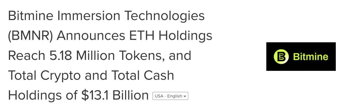 Bitmine Adds 101,745 ETH, Total Holdings Hit 5.18M

Bitmine Immersion Technologi