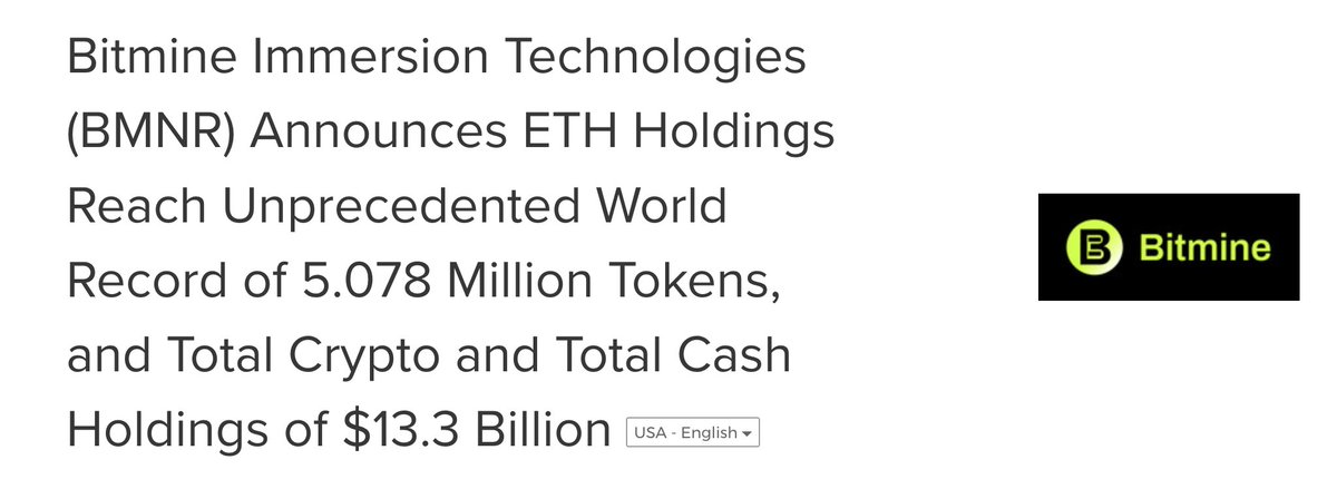 Bitmine Adds 101,901 ETH, Total Holdings Hit 5.08M

Bitmine Immersion Technologi