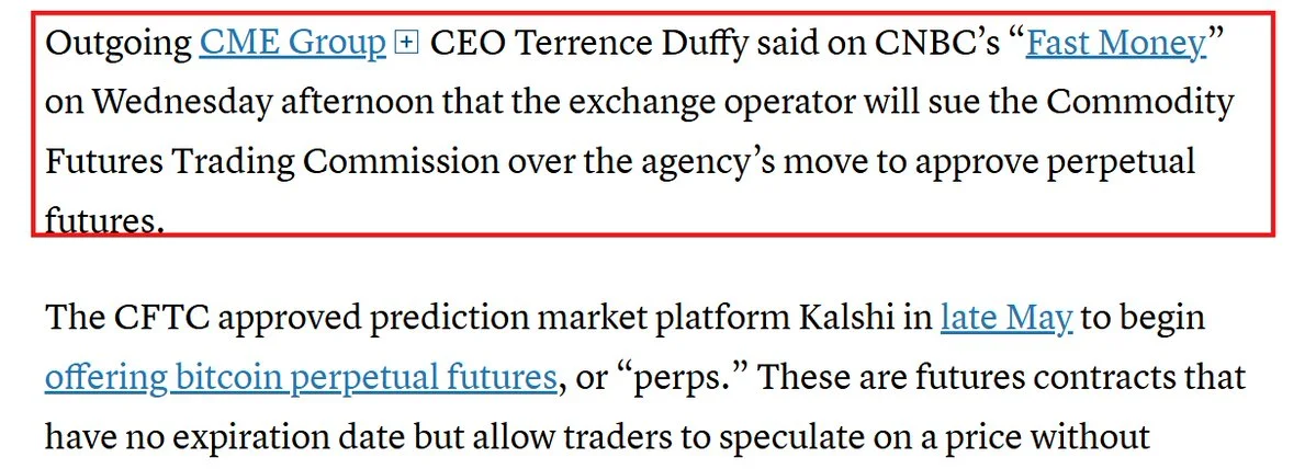 CME verklagt CFTC wegen US-Genehmigung für Krypto-Perps