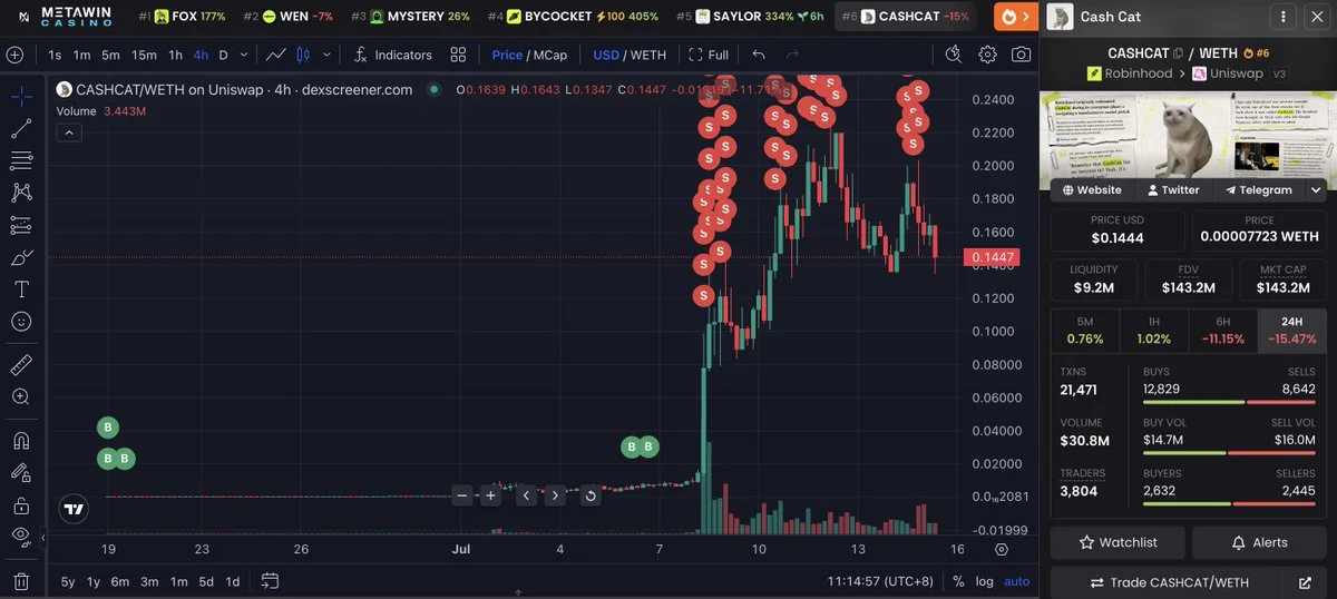 $CASHCAT Trader’ı 3 Bin Doları 2,85 Milyona Çevirdi