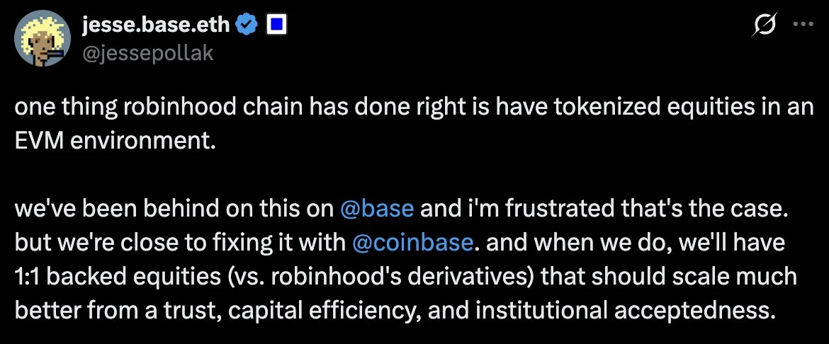 Base, Coinbase launch 1:1 asset-backed tokenized equities
