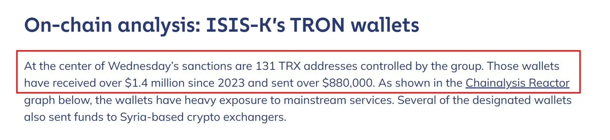 Tether freezes USDT on 131 TRON wallets tied to ISIS-Khorasan