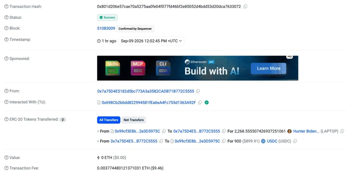 Trader turns 900 USDC into $251K with a 278x LAPTOP snipe!