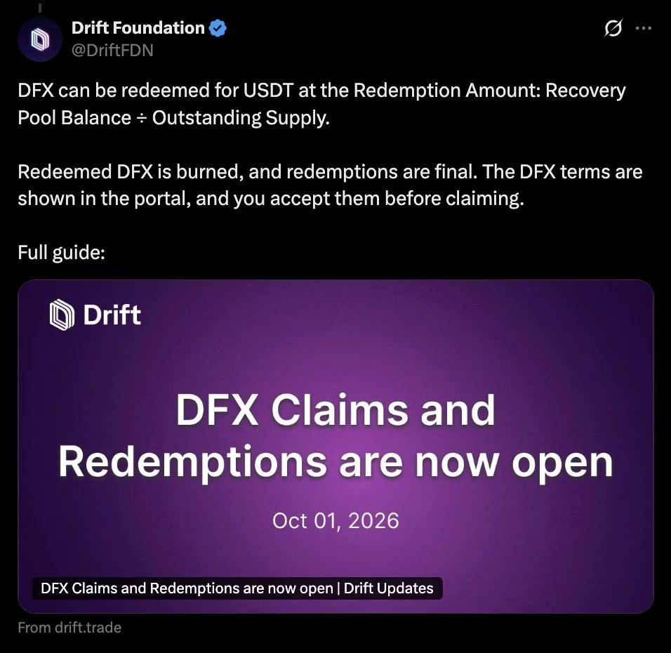 Drift, DFX Taleplerini ve USDT İtfasını Başlattı