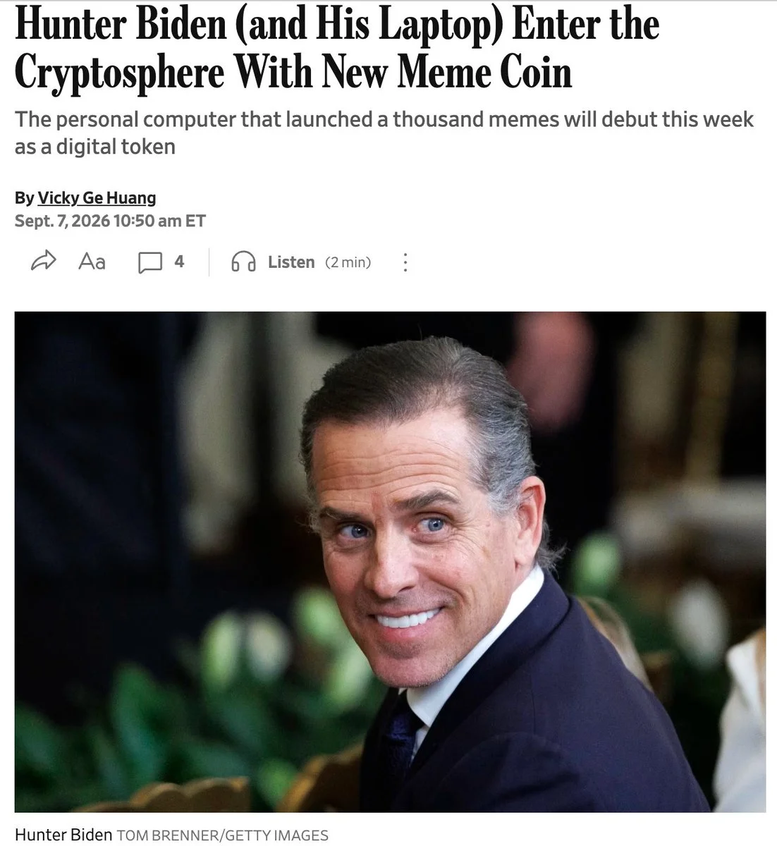 Hunter Biden launches LAPTOP meme coin on Coinbase's Base…