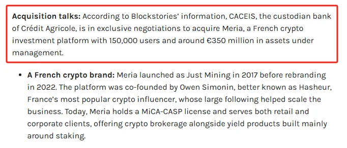 CACEIS vai comprar a Meria e ganhar 150 mil clientes de criptoativos