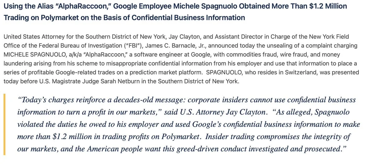 DOJ Acusa Engenheiro do Google em Caso de Insider de $1.2M na Polymarket…