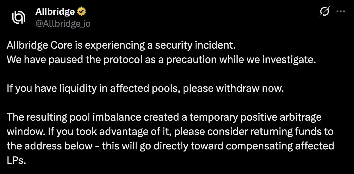 Allbridge Pauses Core After $1.65M Solana Exploit