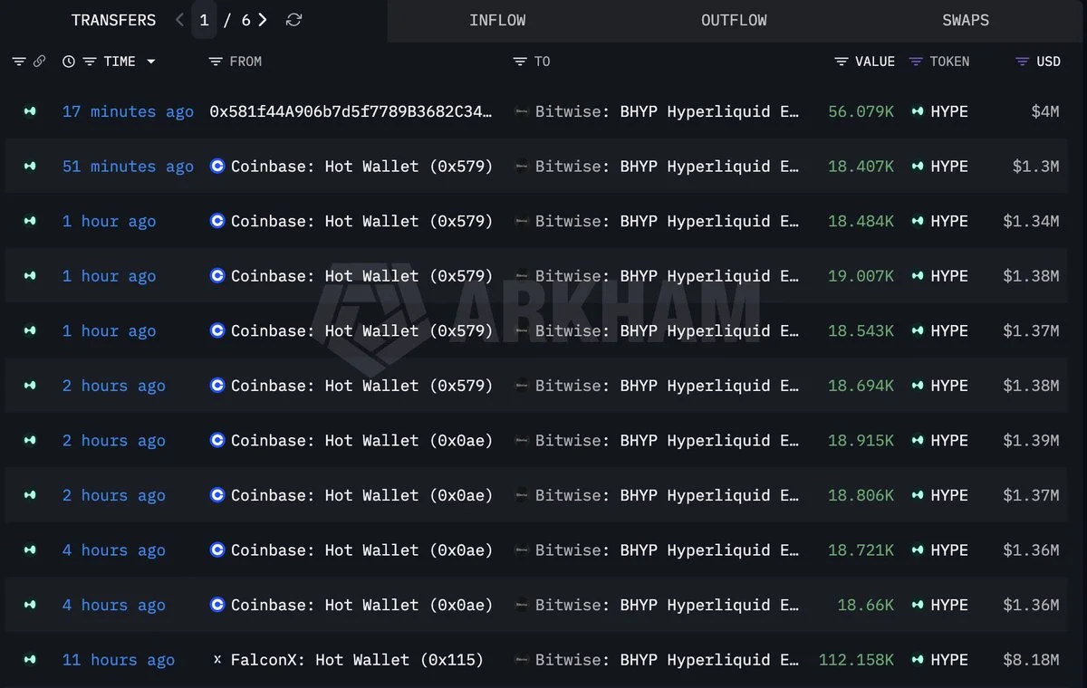 Bitwise Snaps Up Another $24.4M in HYPE Within 12 Hours!