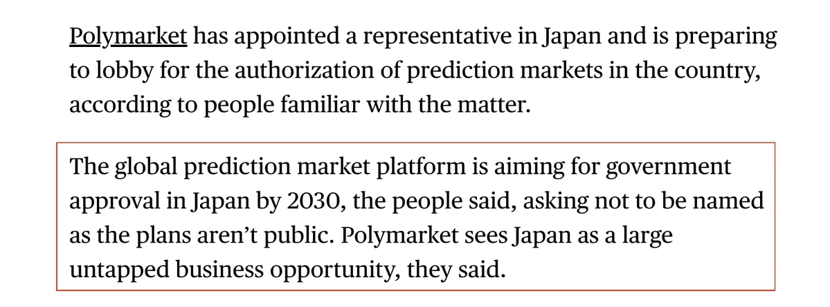 Polymarket Eyes Japan Expansion, Lobbying for Regulatory Approval by 2030!