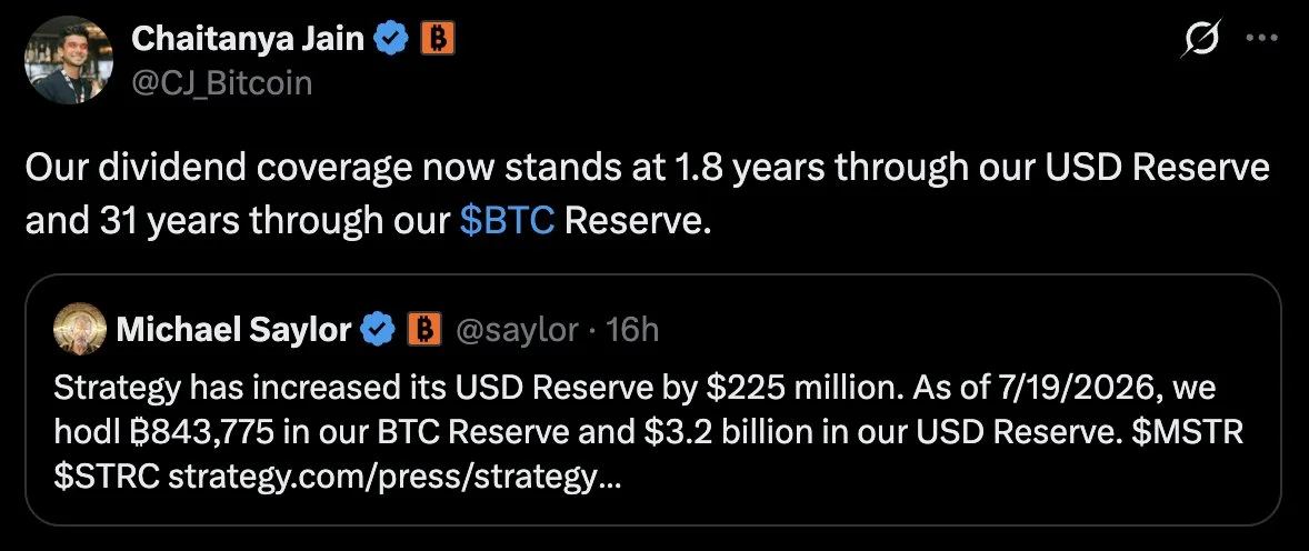 Strategy: Bitcoin stash could fund 31 years of dividends