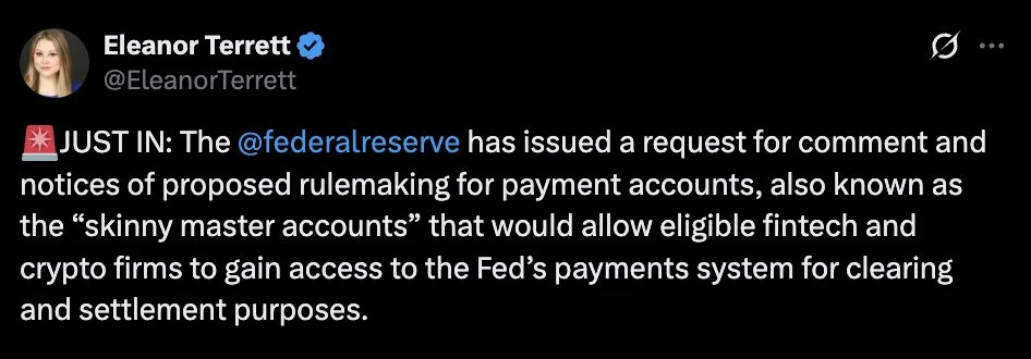 Fed Proposes 'Skinny Master Accounts' to Open Payment Rails for Crypto and Fintech Firms!