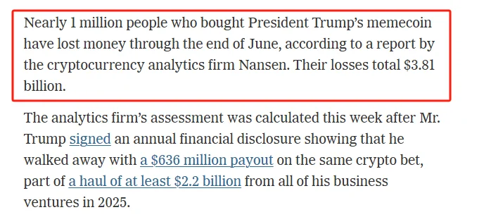 TRUMP Memecoin: 988K Retail Investors Lose $3.81B