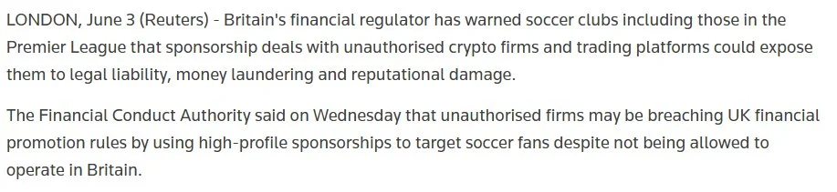 FCA alerta clubes de futebol: patrocínios em cripto acarretam riscos legais…