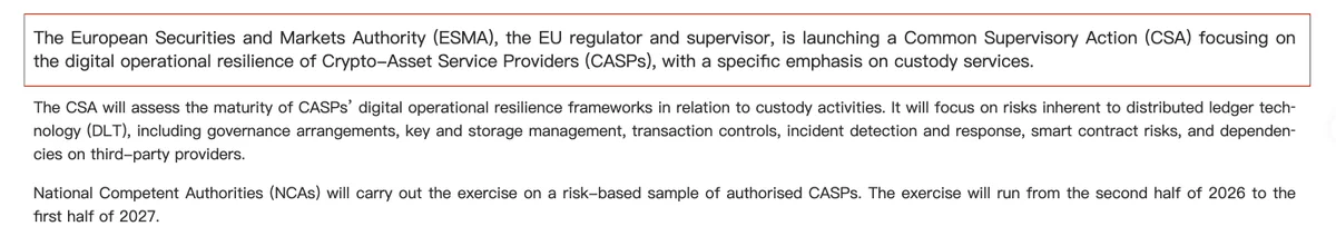 ESMA launches first MiCA crypto custody review across the EU