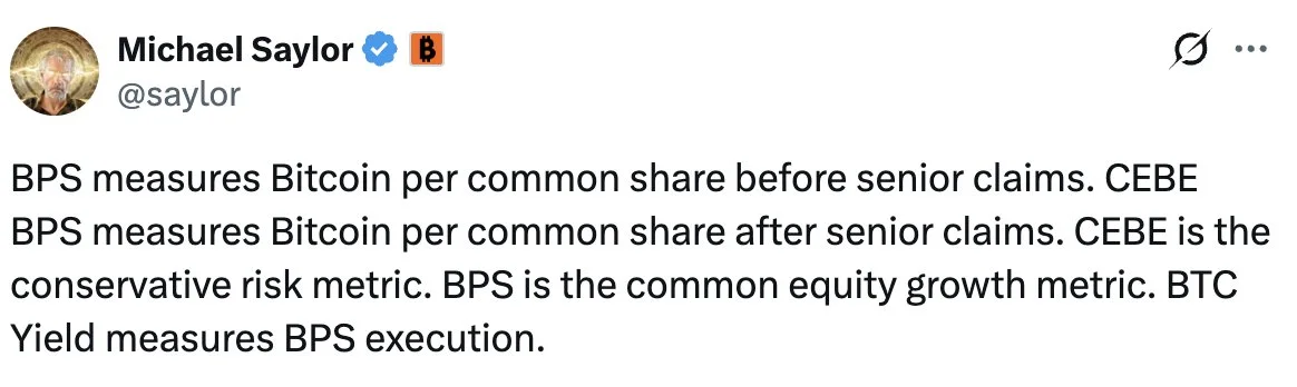 Saylor, CEBE BPS'yi muhafazakar risk metriği olarak tanımladı...