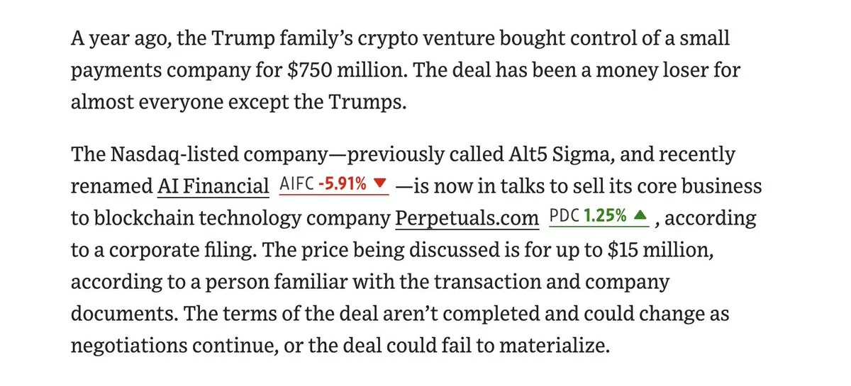 AI Financial verhandelt $15M-Zahlungsverkauf an Perpetuals.com