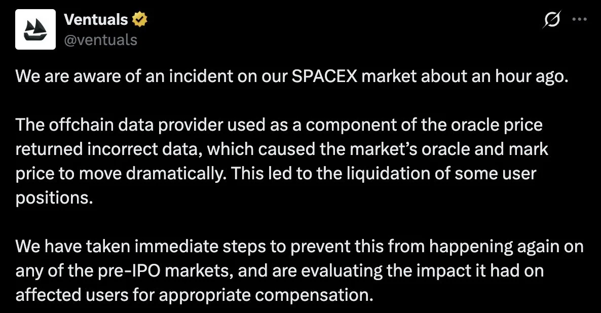 Hyperliquid SPACEX-USDH Perp Crashes 45% on Oracle Error!