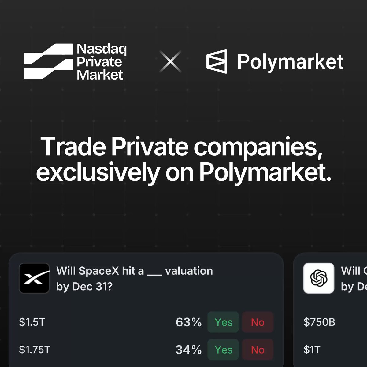 Polymarket Teams Up with Nasdaq Private Market to Let Users Trade Private Company Shares!