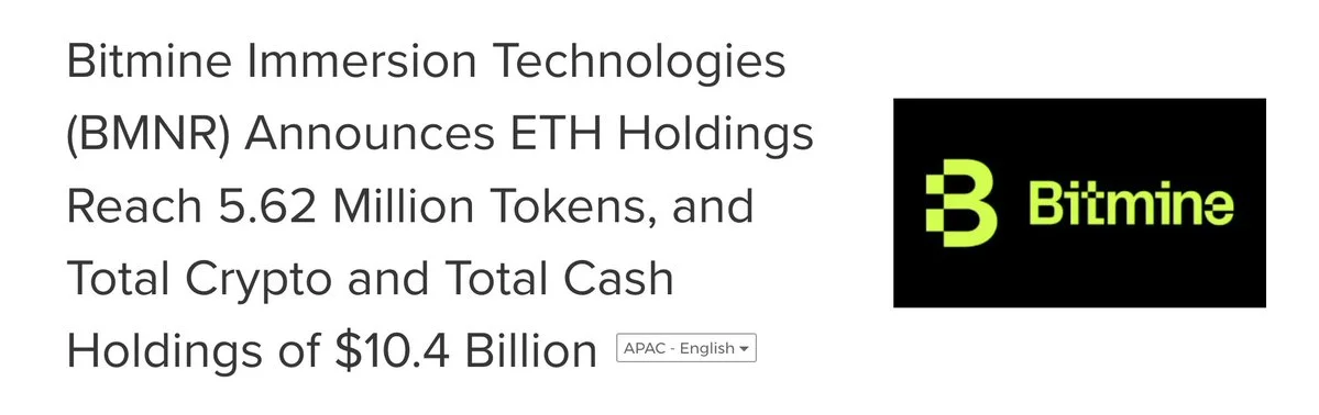 BitMine bir haftada 76,881 ETH ekledi, toplamda %4.66 tutuyor…
