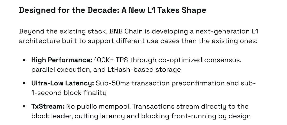 BNB Chain : nouvelle L1 pour le trading agentique, mainnet 2027