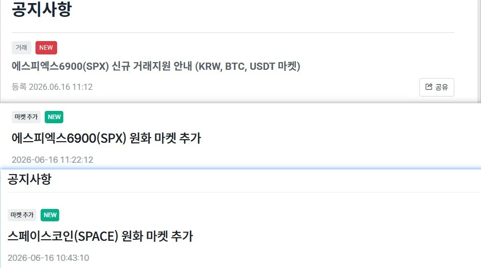 ¡Upbit y Bithumb listan SPX6900 mientras Bithumb añade SPACE!