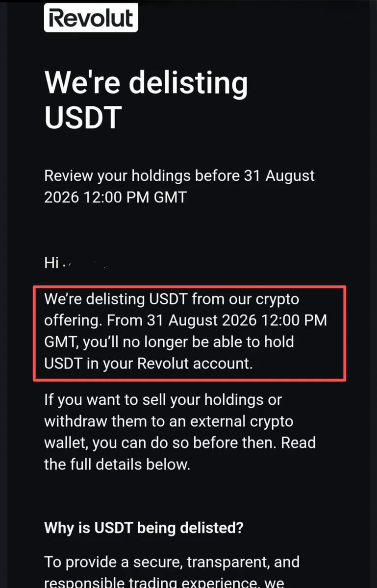 Revolut Avrupa'da USDT'yi delist ediyor: Tarih 31 Ağustos
