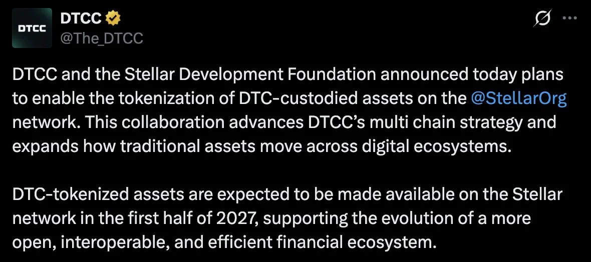 DTCC & Stellar to Tokenize DTC-Custodied Assets with SEC…