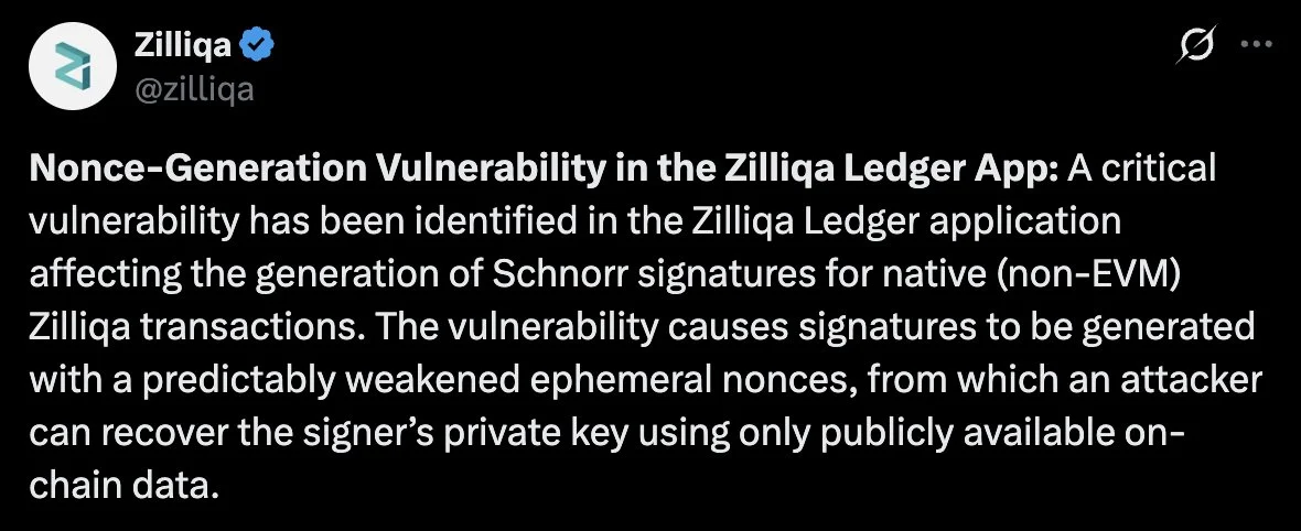 ZIL : une faille Ledger expose des clés privées