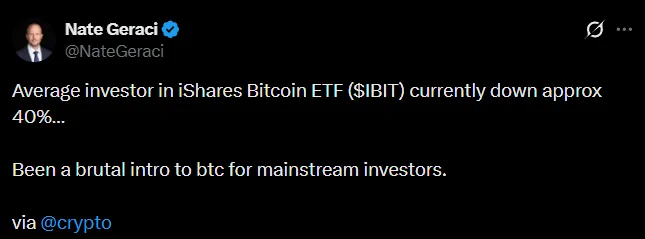 IBIT pierde fuerza: inversor medio del ETF de Bitcoin cae un 40%
