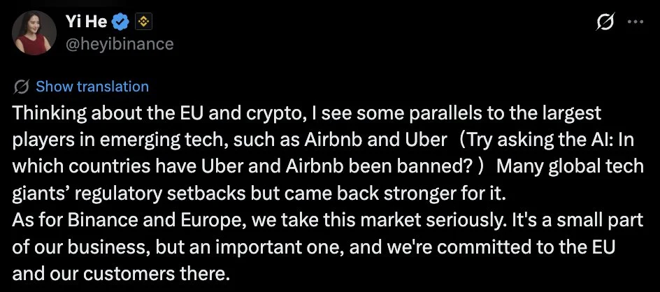 Le co-PDG de Binance réaffirme son engagement envers l'Europe malgré…