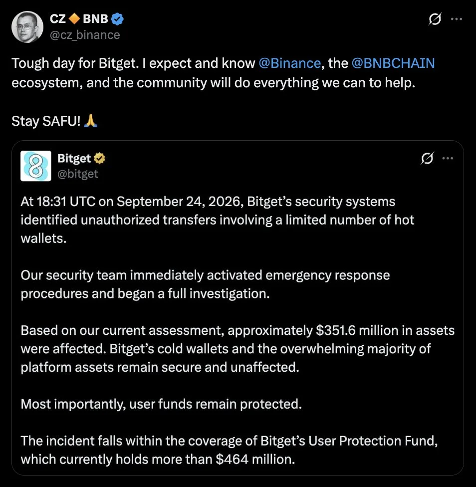 Bitget’e CZ, Binance ve BNB Chain’den destek teklifi