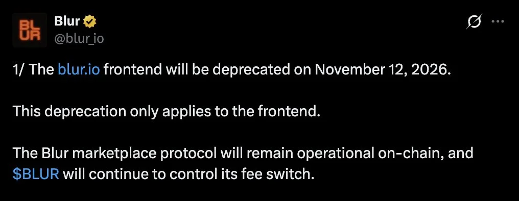 BLUR Falls 16% as Blur Plans Frontend Shutdown