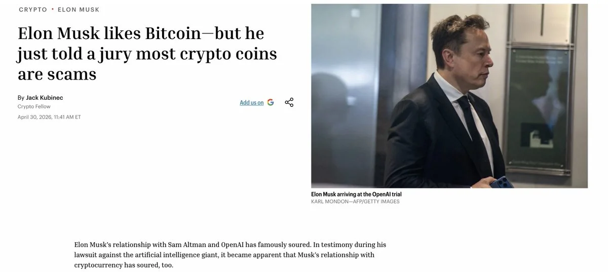 Musk: “Some Crypto Assets Have Merit, but Most of Them Are Scams”

According to 