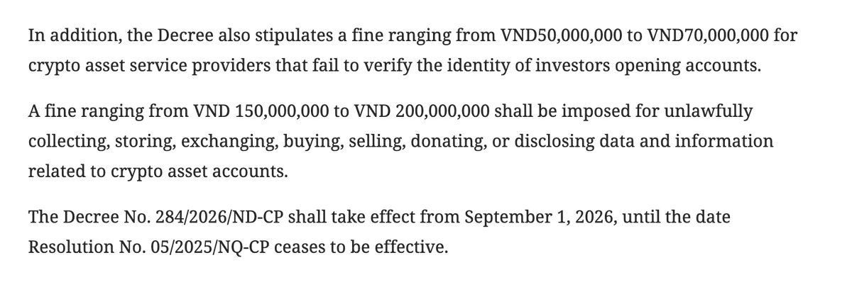 Vietnam to Fine Retail Crypto Users Up to $1,900 Under New Decree