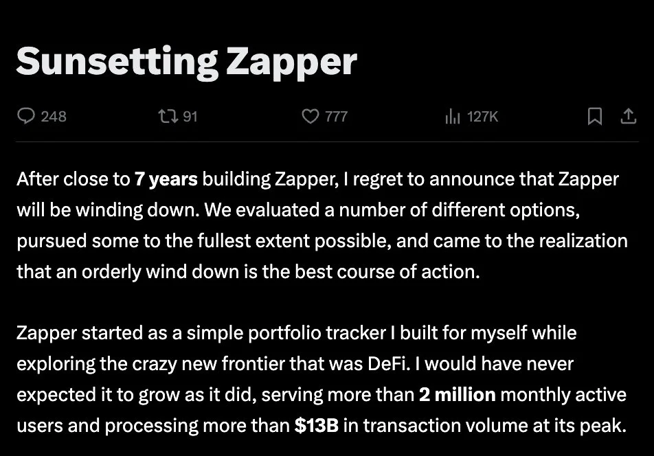 DeFi-Dashboard Zapper stellt Betrieb am 3. August endgültig ein