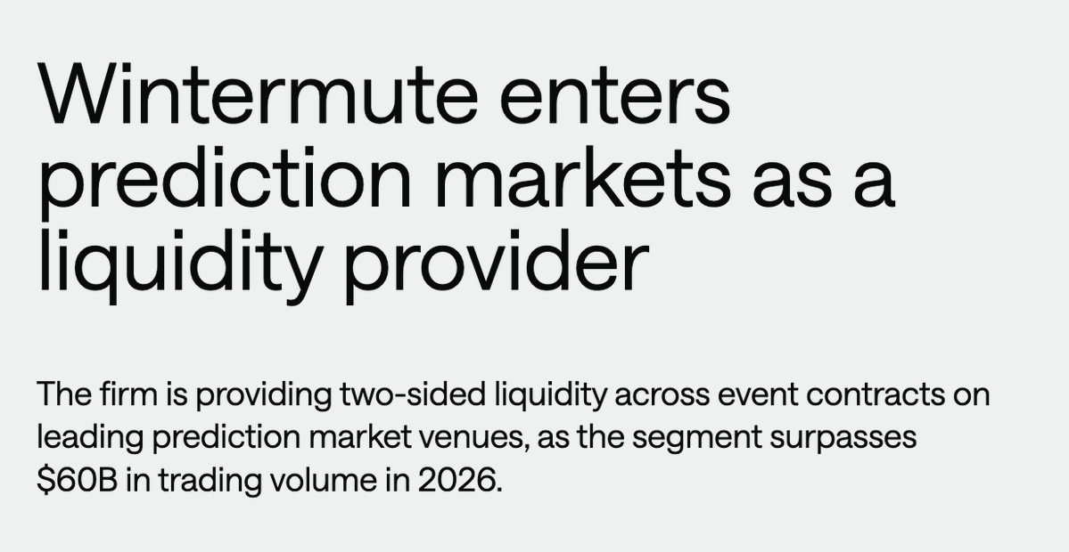 Wintermute se une a los mercados de predicción como proveedor de liquidez bidireccional…