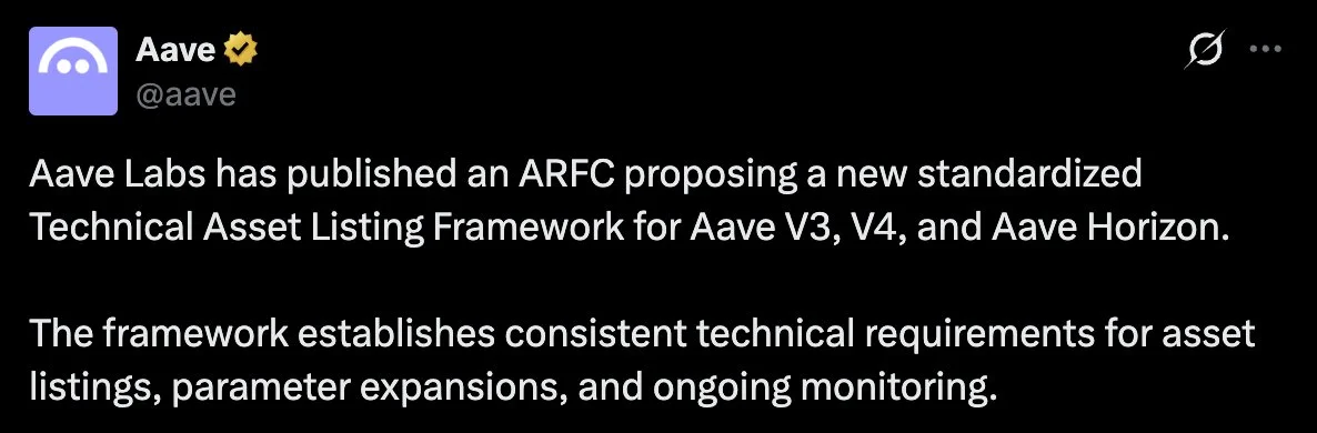 Aave Labs Proposes Standardized Asset Listing Framework for…