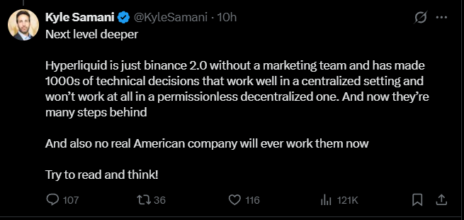 Kyle Samani: Hyperliquid es solo Binance 2.0 sin el…