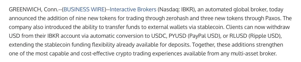 IBKR listet neun neue Krypto-Token via ZeroHash