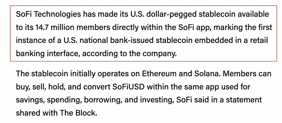 SoFiUSD Goes Live for 14.7M Members — First Bank-Issued…