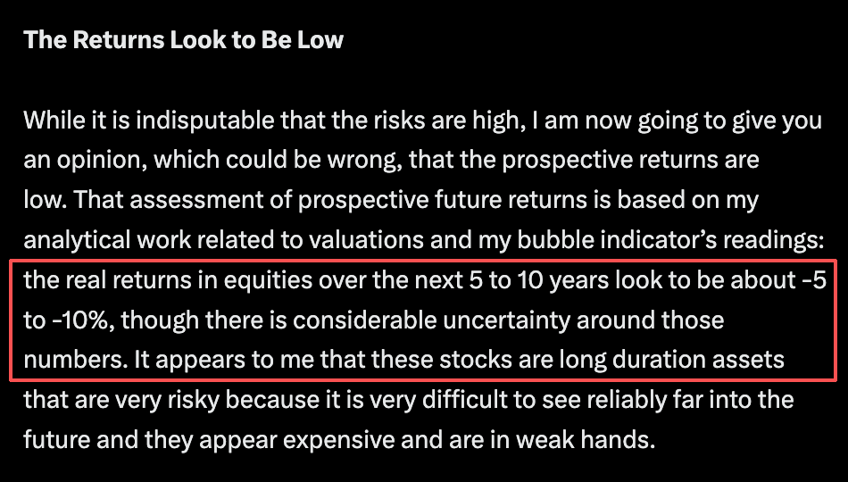 Ray Dalio avertit : les actions US vers -5 % à -10 % de rendement réel
